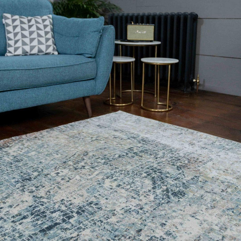Modern Warm Striped Abstract Lounge Floor Rug Thick