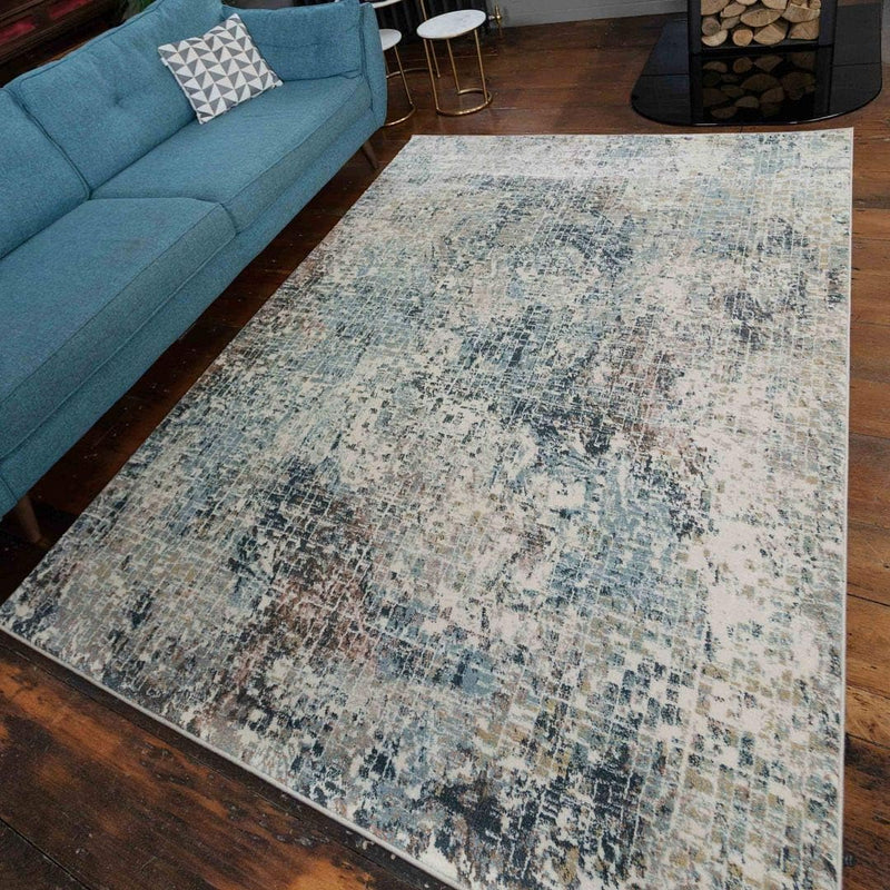 Modern Warm Striped Abstract Lounge Floor Rug Thick