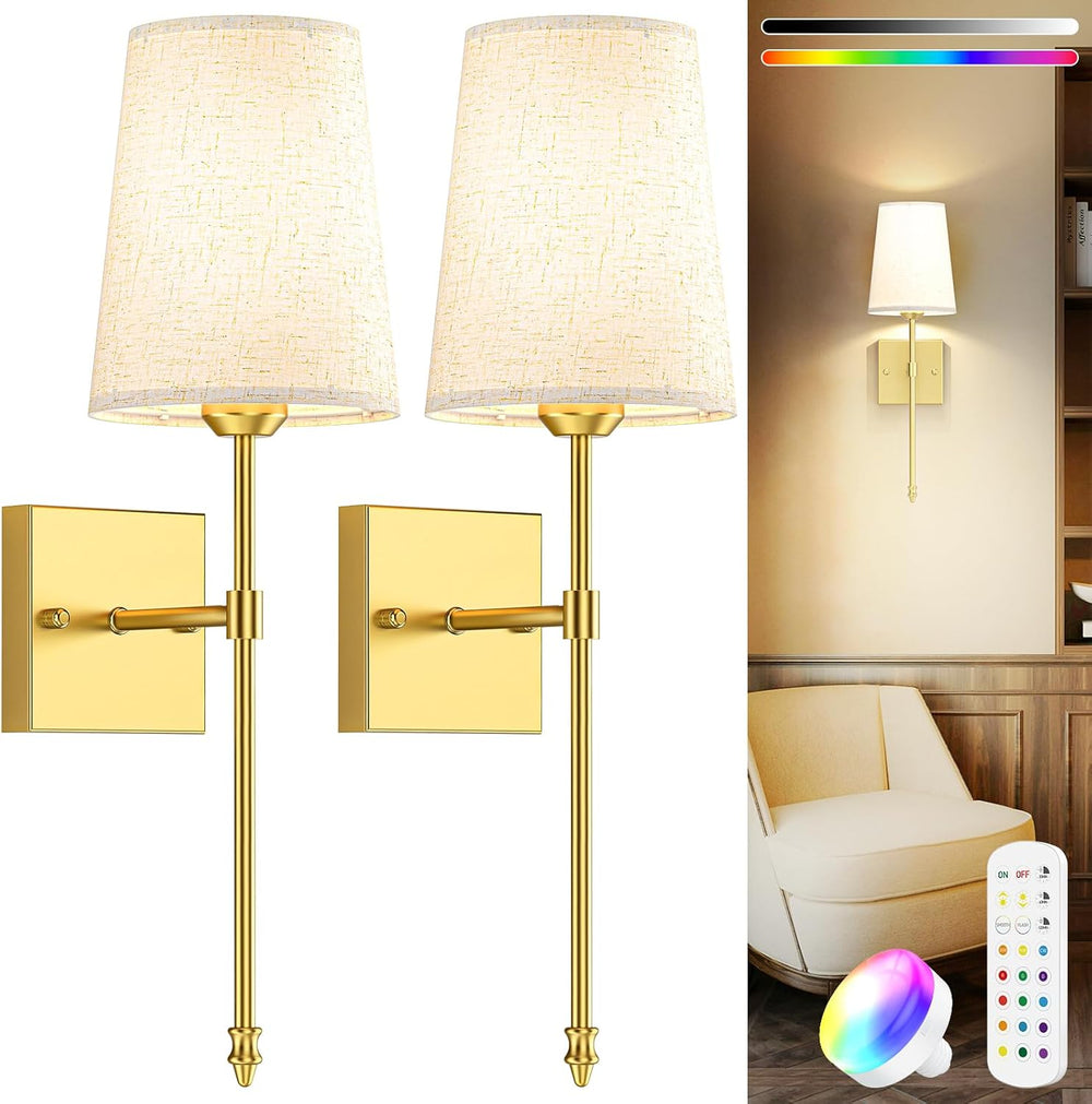 Moita Battery Operated Wall Lights Rechargeable Sconces Lamp (Set of 2)