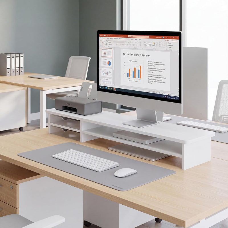 Monitor Riser Dual Stand with 2 PC Drawers