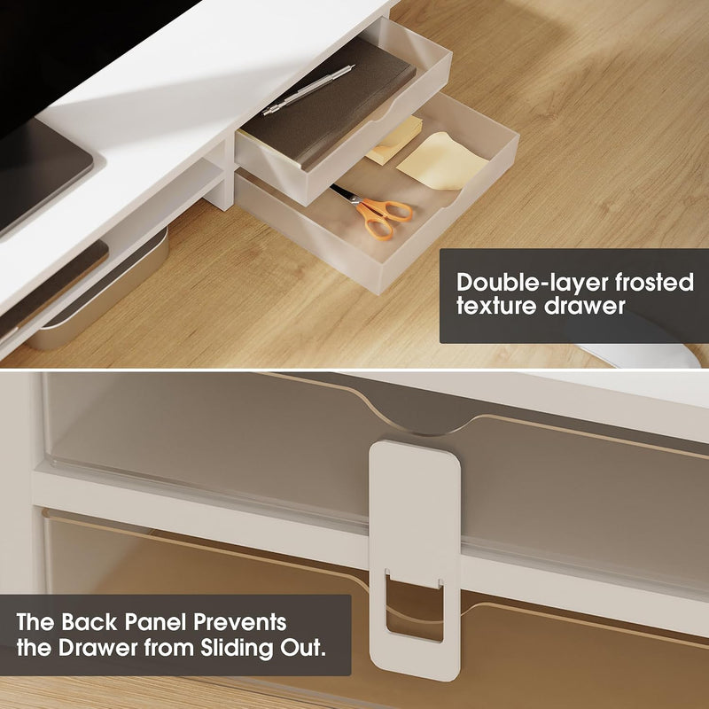 Monitor Riser Dual Stand with 2 PC Drawers