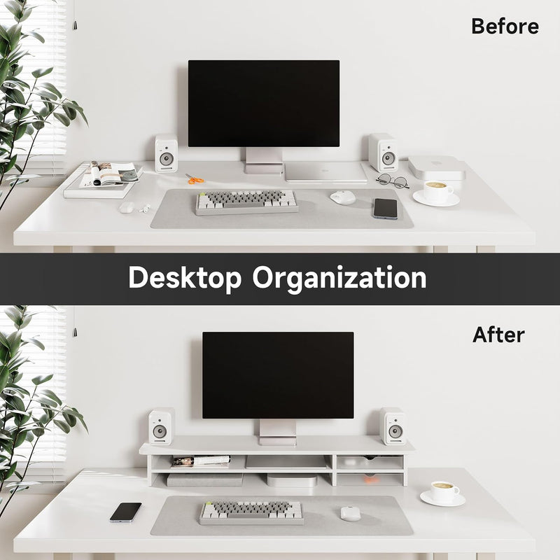 Monitor Riser Dual Stand with 2 PC Drawers