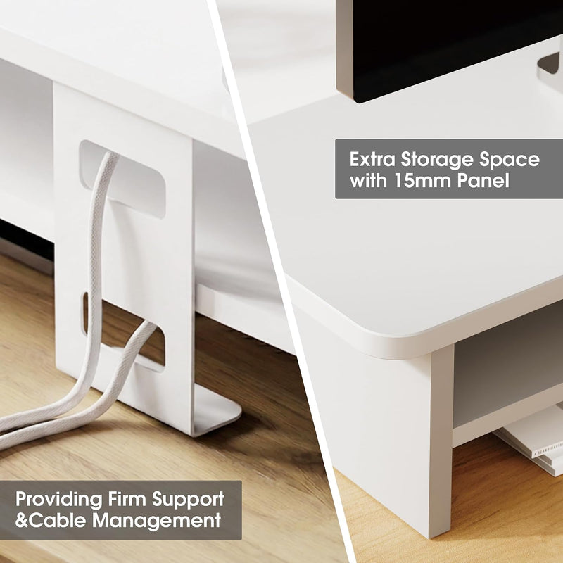 Monitor Riser Dual Stand with 2 PC Drawers