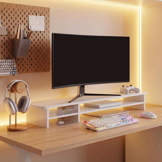 Monitor Riser Dual Stand with 2 PC Drawers