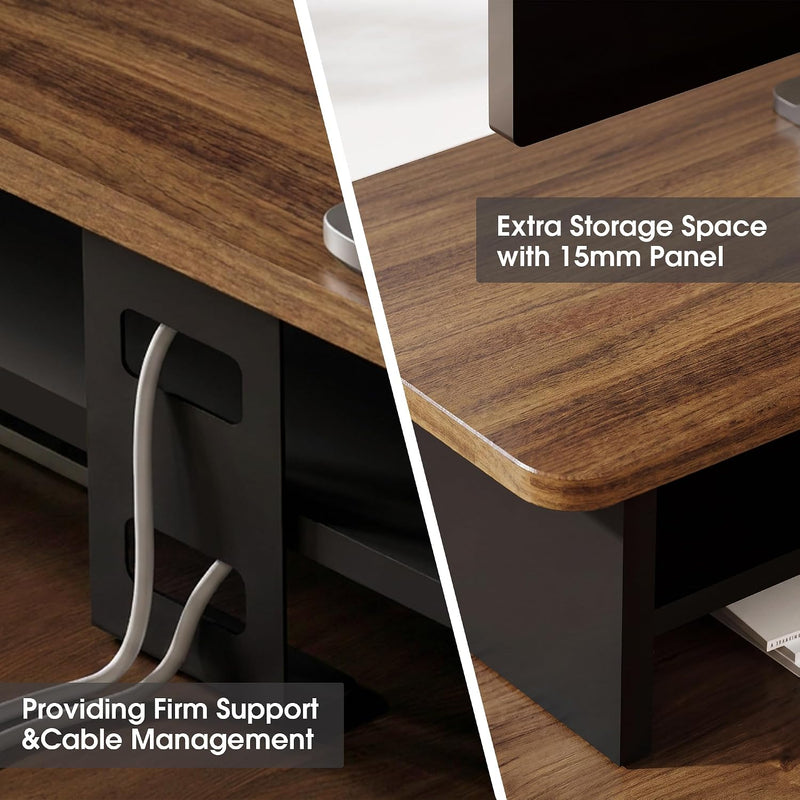 Monitor Riser Dual Stand with 2 PC Drawers