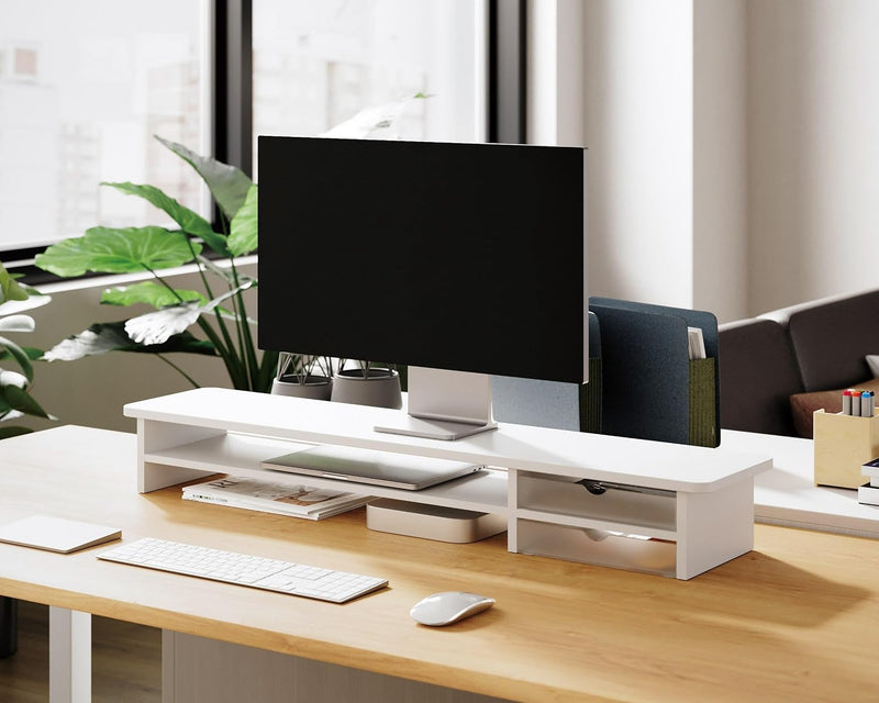Monitor Riser Dual Stand with 2 PC Drawers