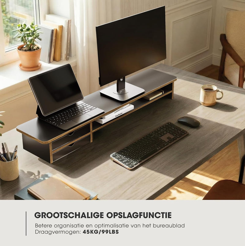 Monitor Riser Dual Stand with 2 PC Drawers
