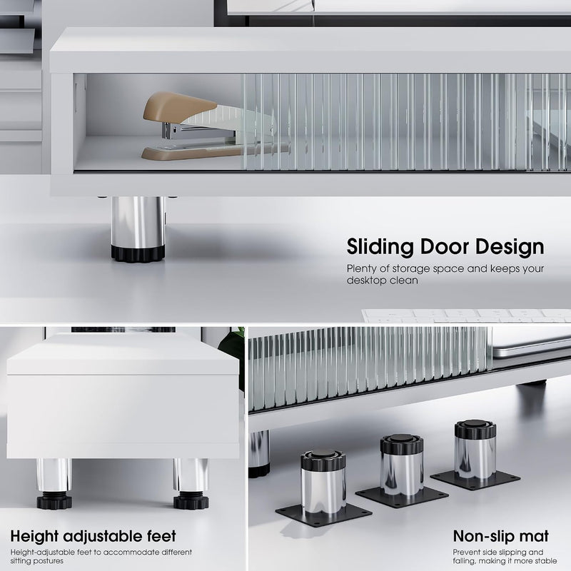 Monitor Riser with Sliding Glass Door 108CM High