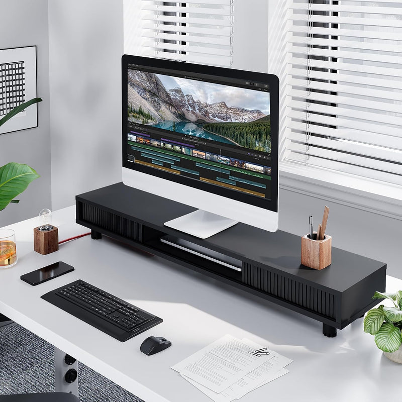 Monitor Riser with Sliding Glass Door 108CM High