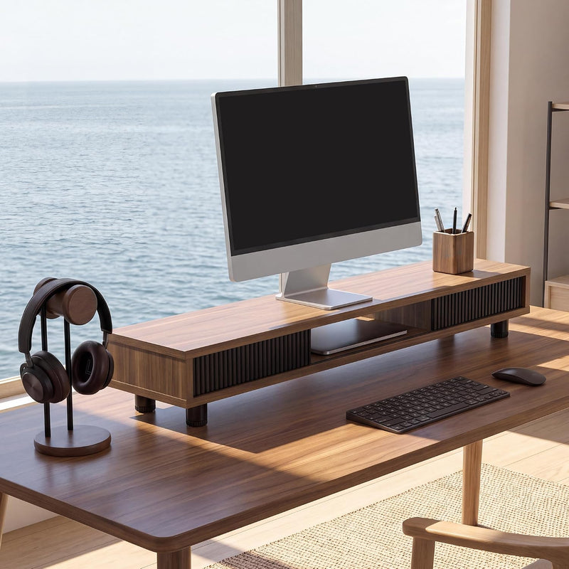 Monitor Riser with Sliding Glass Door 108CM High