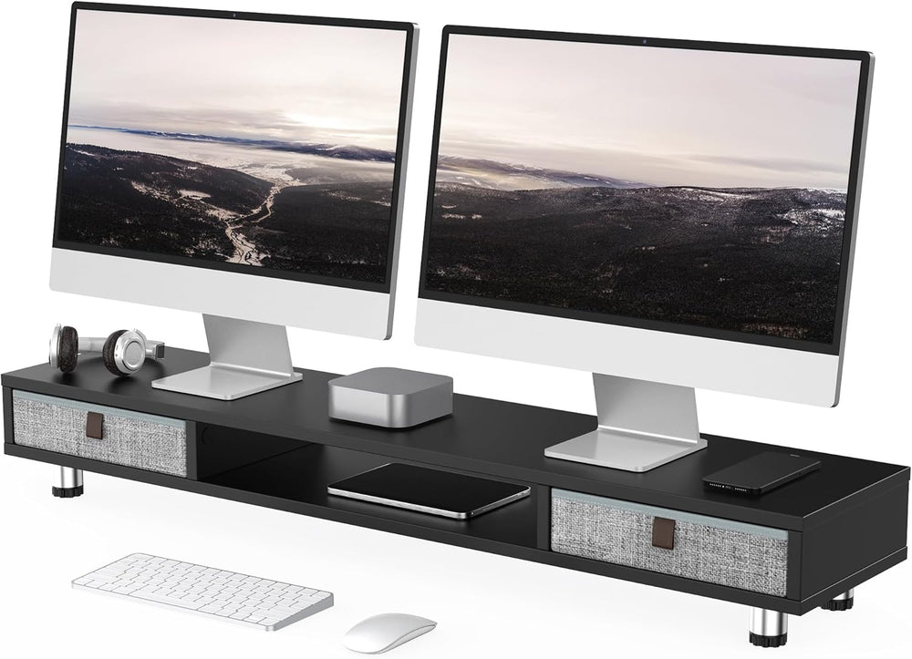 Monitor Stand 108CM Large Riser with 2 Drawers