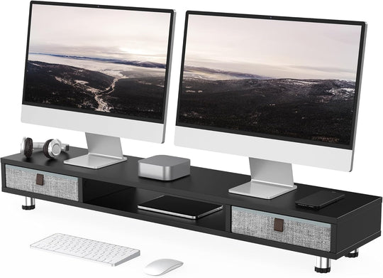 Monitor Stand 108CM Large Riser with 2 Drawers