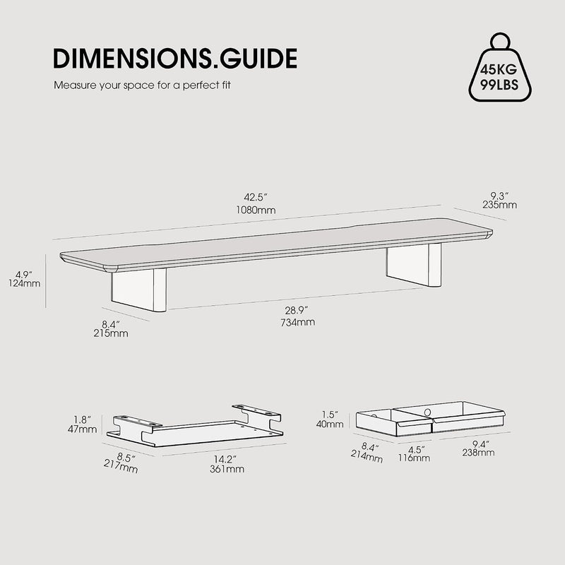 Monitor Stand 108CM Solid Wood Leg for Laptop