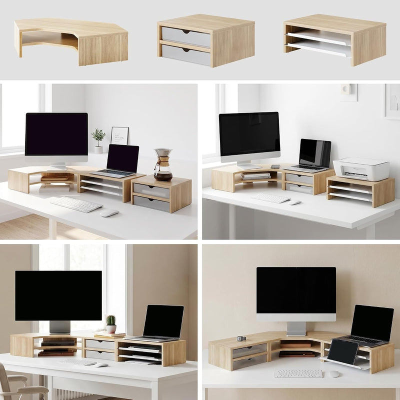 Monitor Stand 3 in 1 Modular L-Shaped Corner