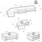 Monitor Stand 3 in 1 Modular L-Shaped Corner
