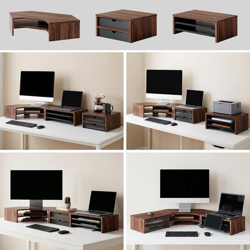 Monitor Stand 3 in 1 Modular L-Shaped Corner