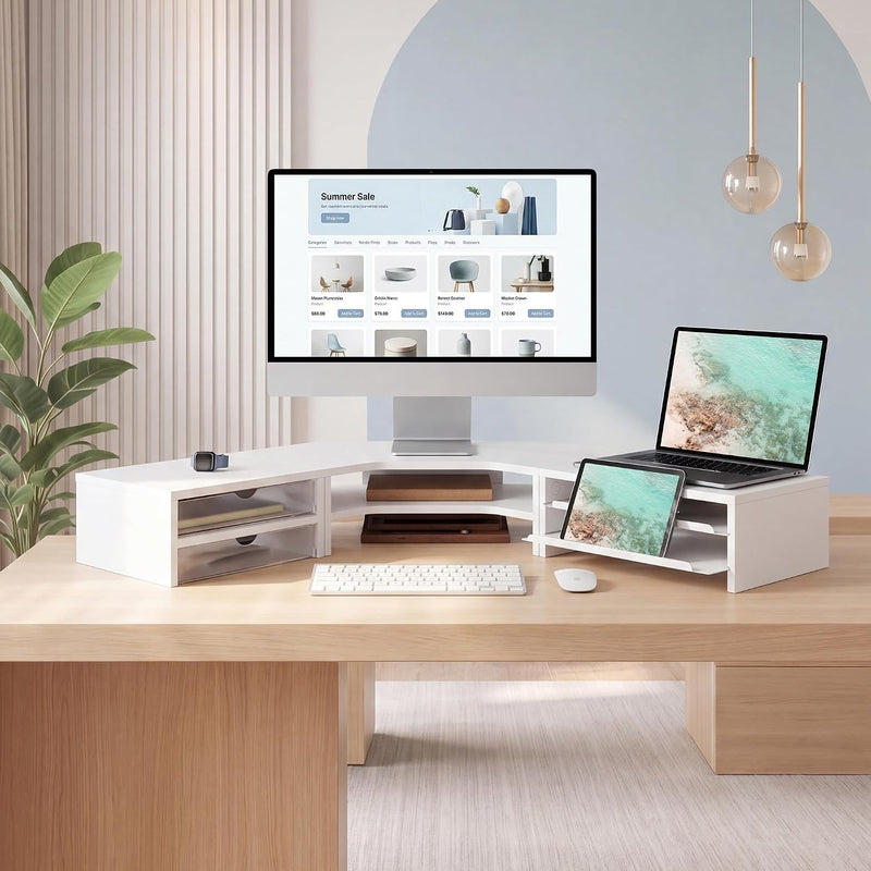 Monitor Stand 3 in 1 Modular L-Shaped Corner