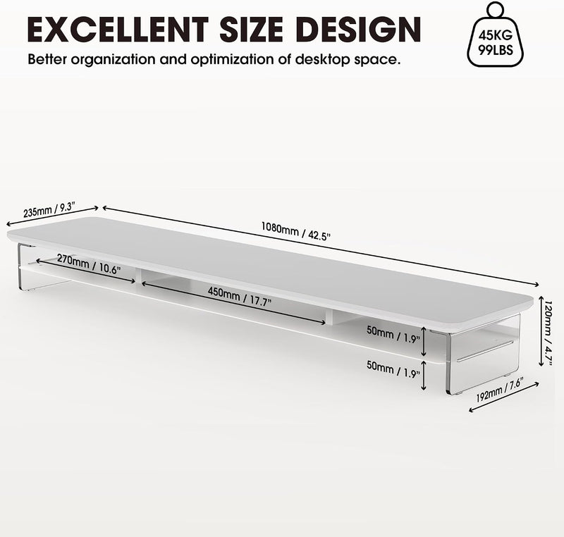 Monitor Stand Acrylic Riser for PC Laptop Oak