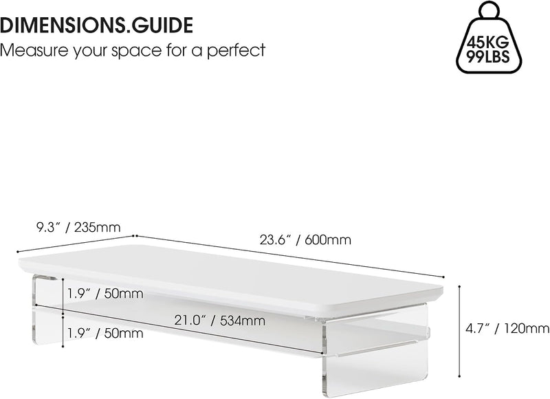 Monitor Stand Acrylic Riser for PC Laptop Oak