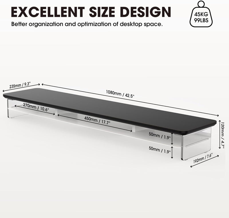 Monitor Stand Acrylic Riser for PC Laptop Oak