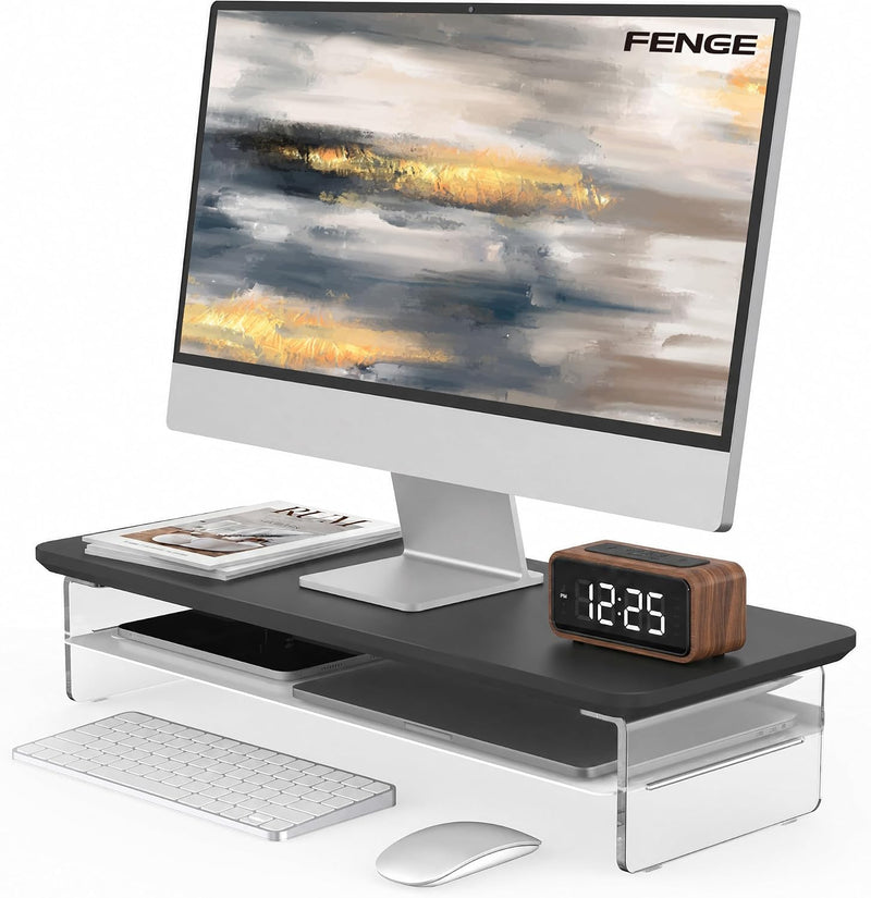Monitor Stand Acrylic Riser for PC Laptop Oak