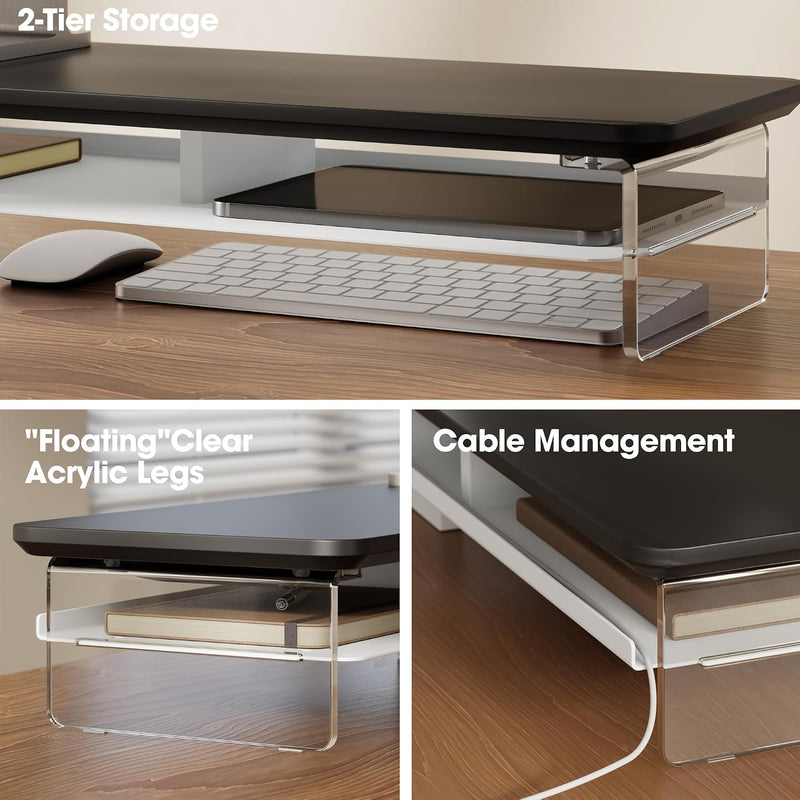Monitor Stand Acrylic Riser for PC Laptop Oak