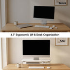 Monitor Stand Acrylic Riser for PC Laptop Oak