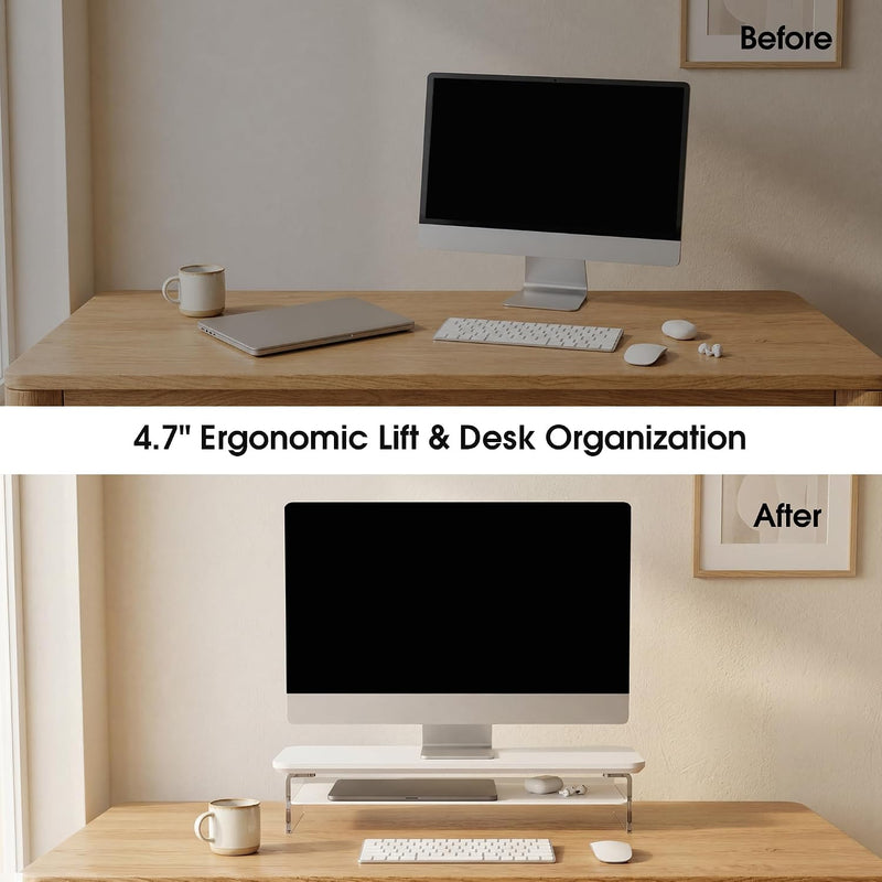 Monitor Stand Acrylic Riser for PC Laptop Oak