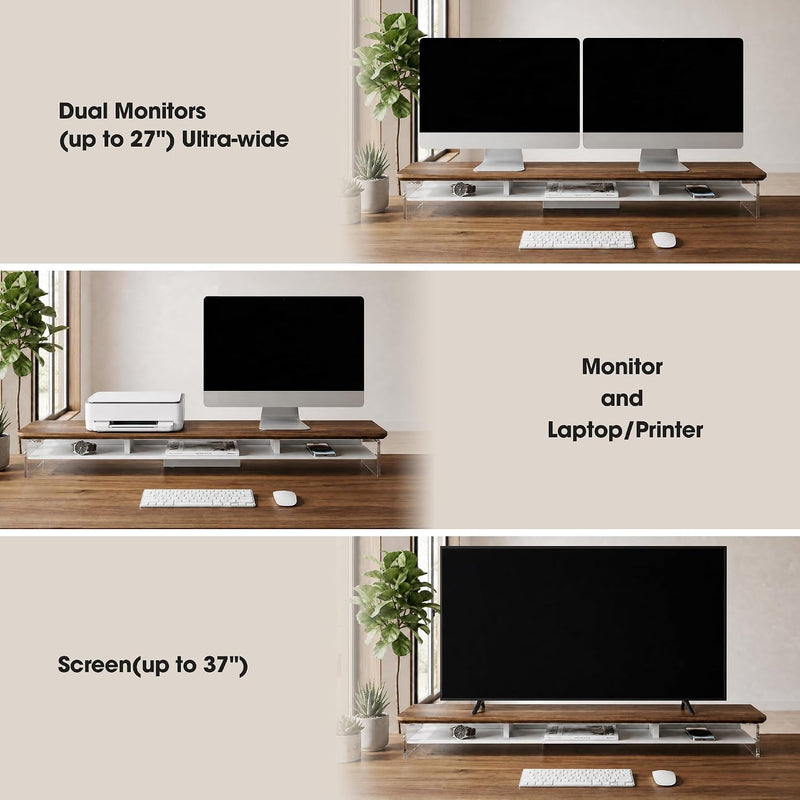 Monitor Stand Acrylic Riser for PC Laptop Oak