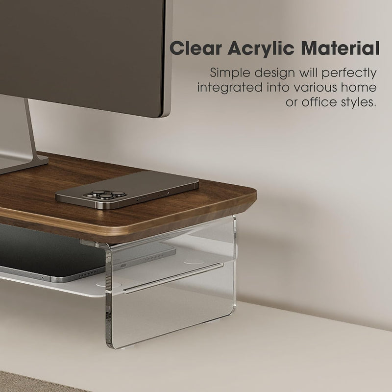 Monitor Stand Acrylic Riser for PC Laptop Oak