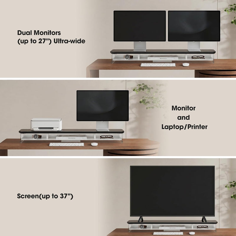 Monitor Stand Acrylic Riser for PC Laptop Oak