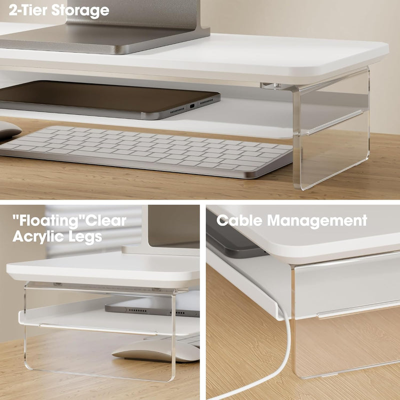 Monitor Stand Acrylic Riser for PC Laptop Oak