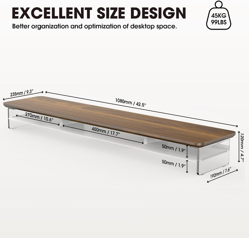 Monitor Stand Acrylic Riser for PC Laptop Oak
