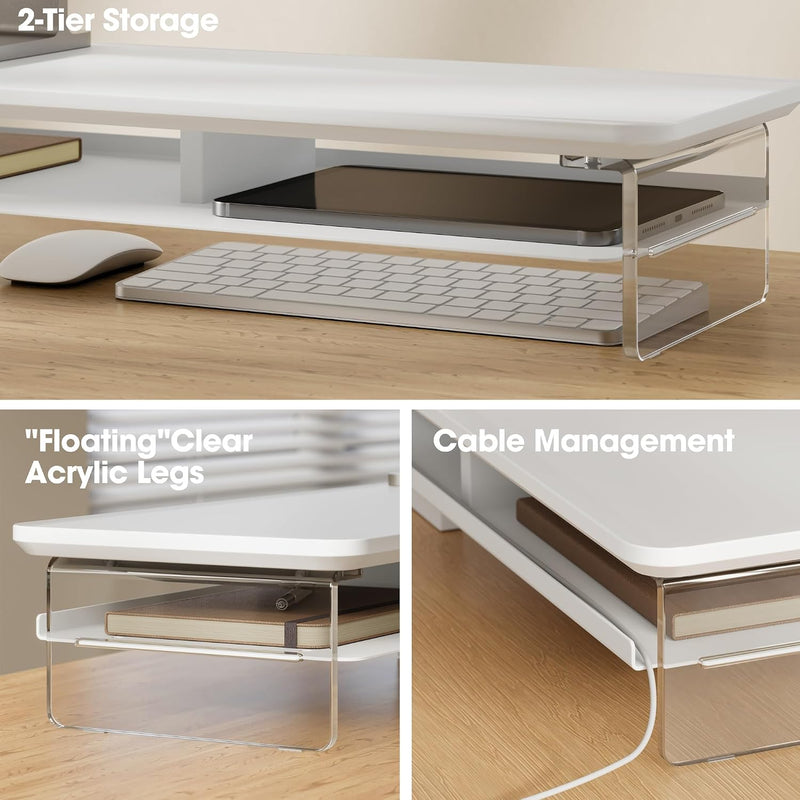Monitor Stand Acrylic Riser for PC Laptop Oak