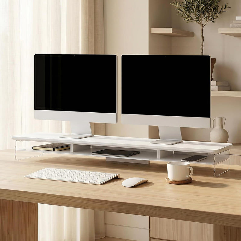 Monitor Stand Acrylic Riser for PC Laptop Oak