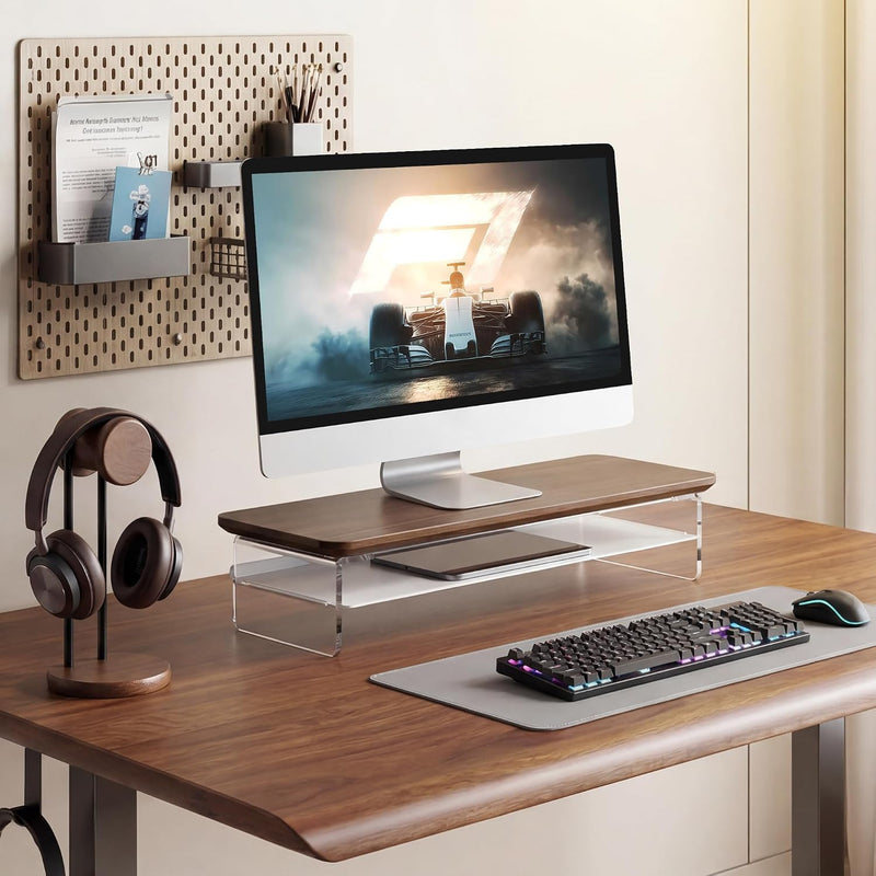 Monitor Stand Acrylic Riser for PC Laptop Oak