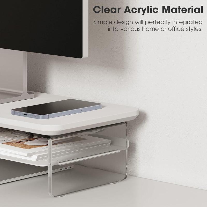 Monitor Stand Acrylic Riser for PC Laptop Oak