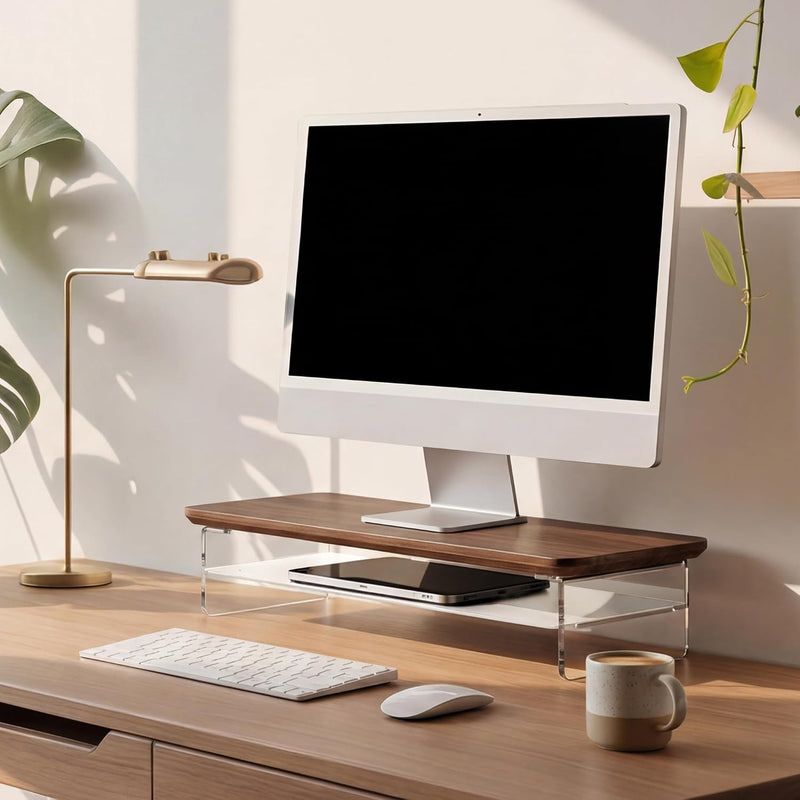Monitor Stand Acrylic Riser for PC Laptop Oak
