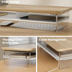 Monitor Stand Acrylic Riser for PC Laptop Oak