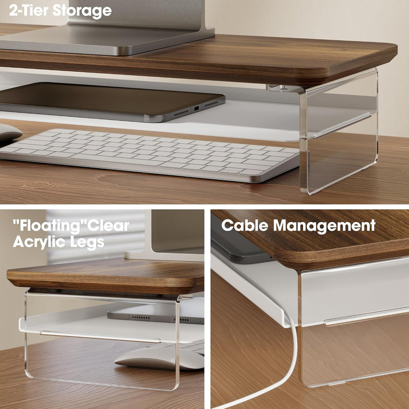 Monitor Stand Acrylic Riser for PC Laptop Oak