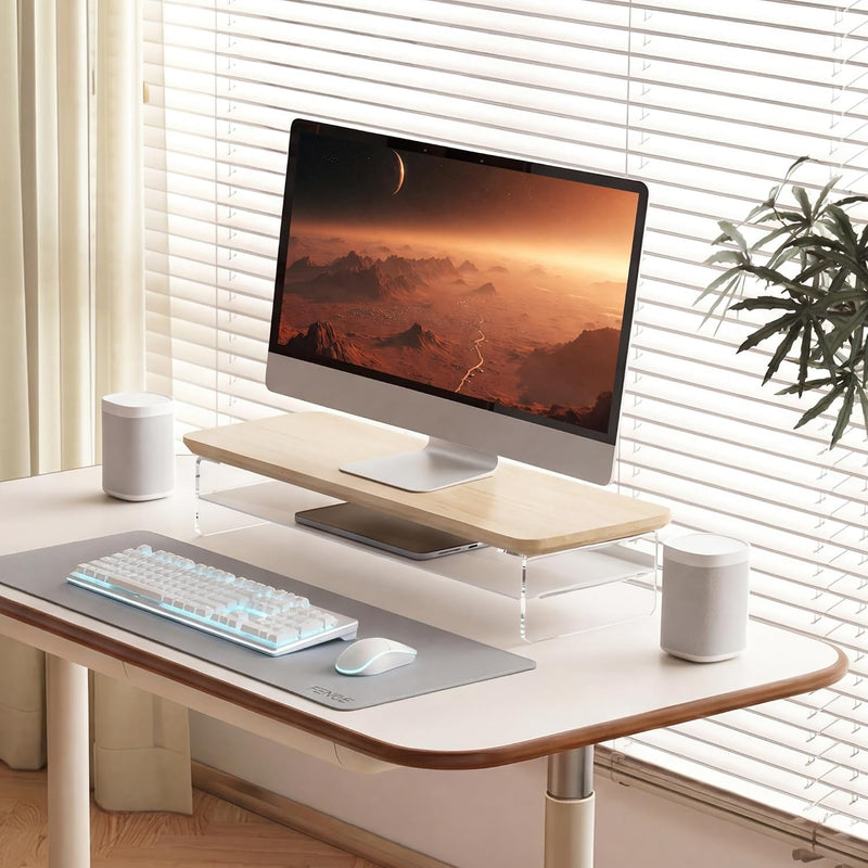 Monitor Stand Acrylic Riser for PC Laptop Oak