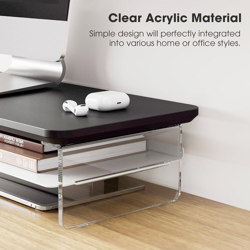 Monitor Stand Acrylic Riser for PC Laptop Oak