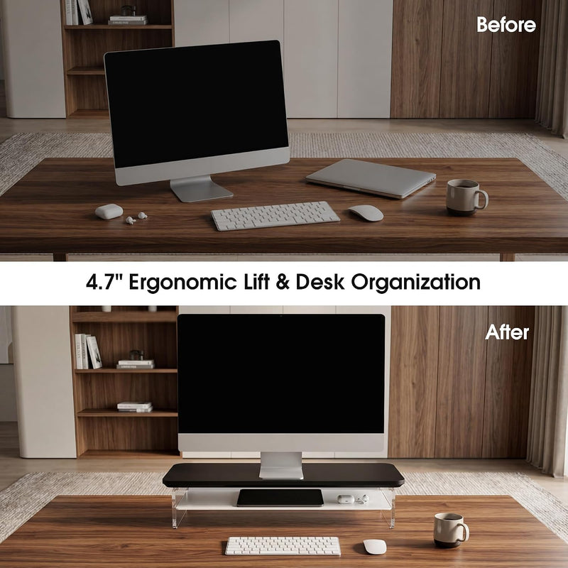 Monitor Stand Acrylic Riser for PC Laptop Oak
