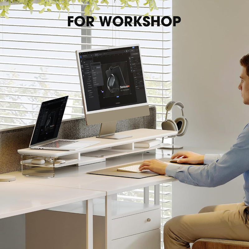 Monitor Stand Acrylic Riser for PC Laptop Oak