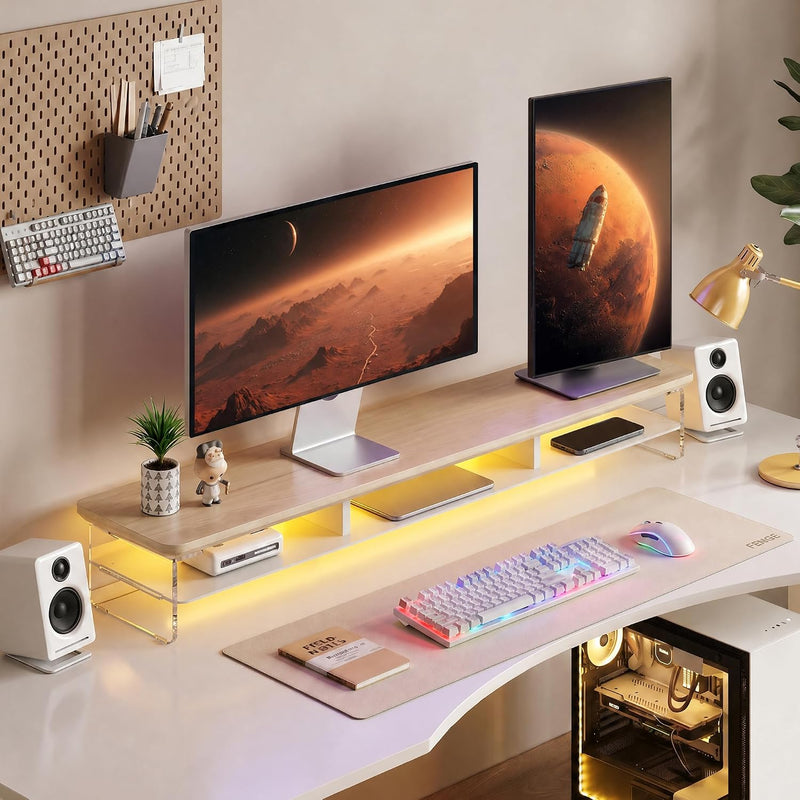 Monitor Stand Acrylic Riser for PC Laptop Oak