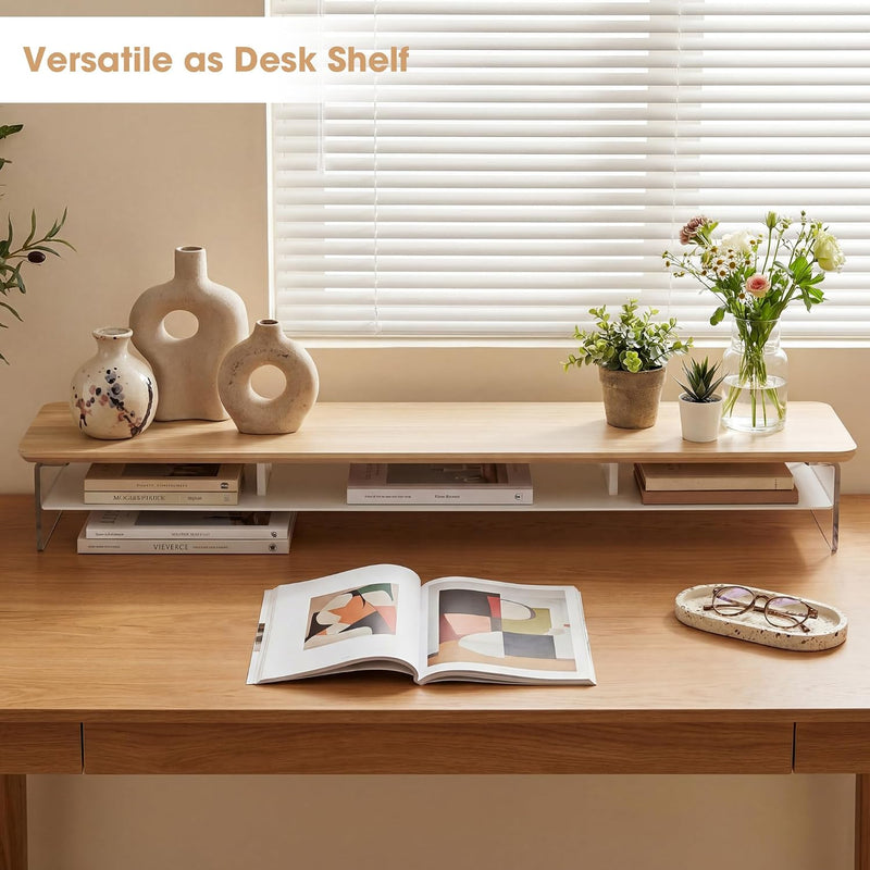 Monitor Stand Acrylic Riser for PC Laptop Oak