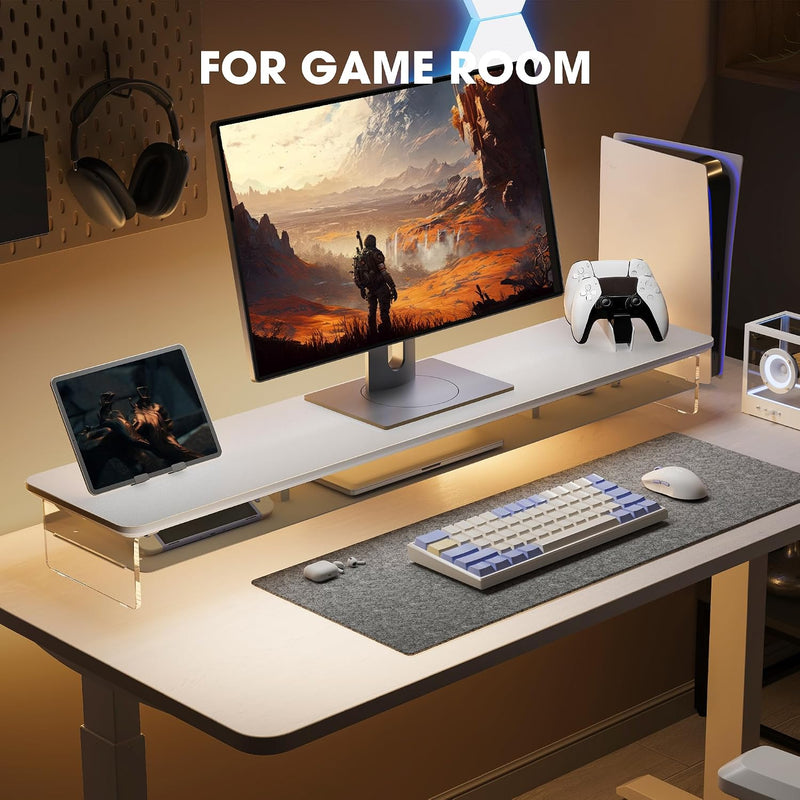 Monitor Stand Acrylic Riser for PC Laptop Oak