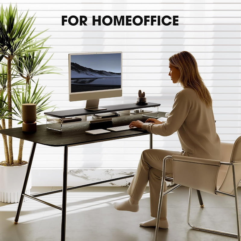 Monitor Stand Acrylic Riser for PC Laptop Oak