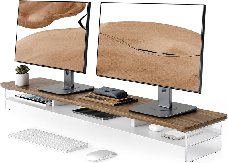 Monitor Stand Acrylic Riser for PC Laptop Oak