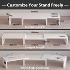 Monitor Stand Riser Adjustable Length Angle Ergonomic Desk